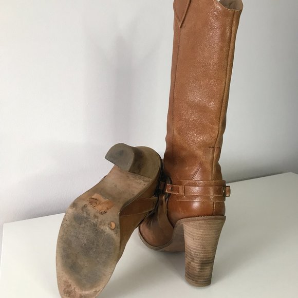BCBG Maxazria Rusty Tan Leather High Heel Boots - Picture 8 of 9